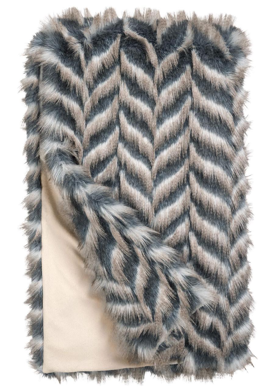 Fabulous-Furs Signature Series Grey Chevron Faux Fur Throws  Fabulous-Furs Signature Series Grey Chevron Faux Fur Throws
