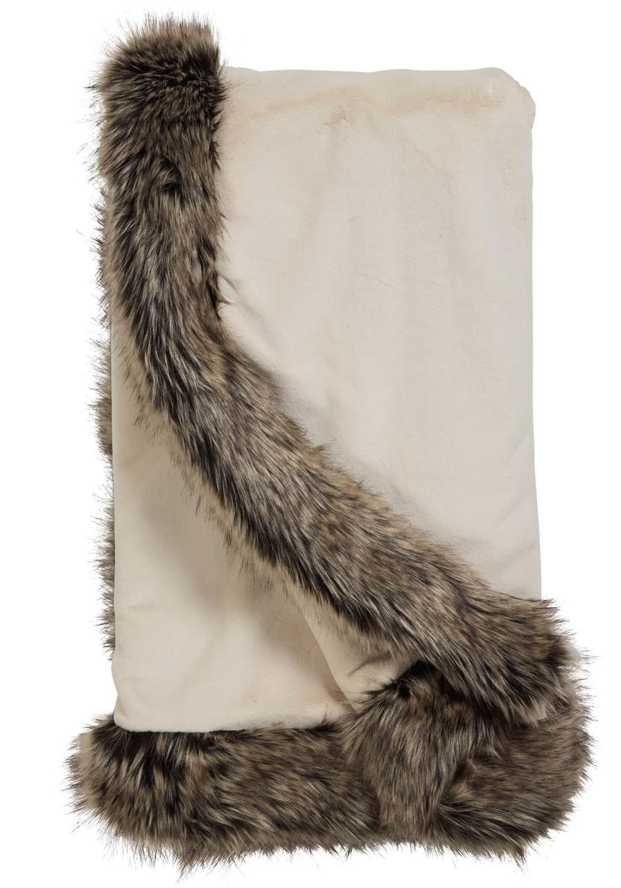Fabulous-Furs Ivory  Faux Sheared Beaver Alpine Weighted Throw 