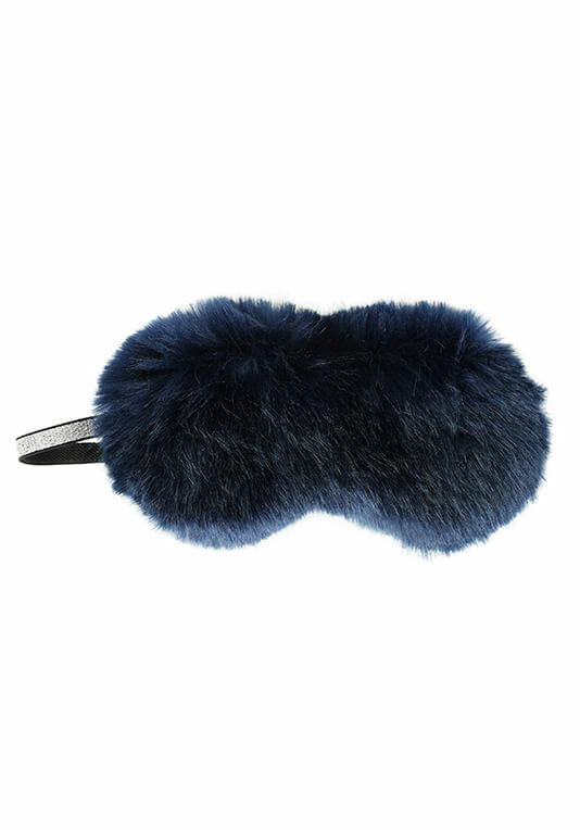 Steel Blue Mink Faux Fur Sparkle Eye Mask