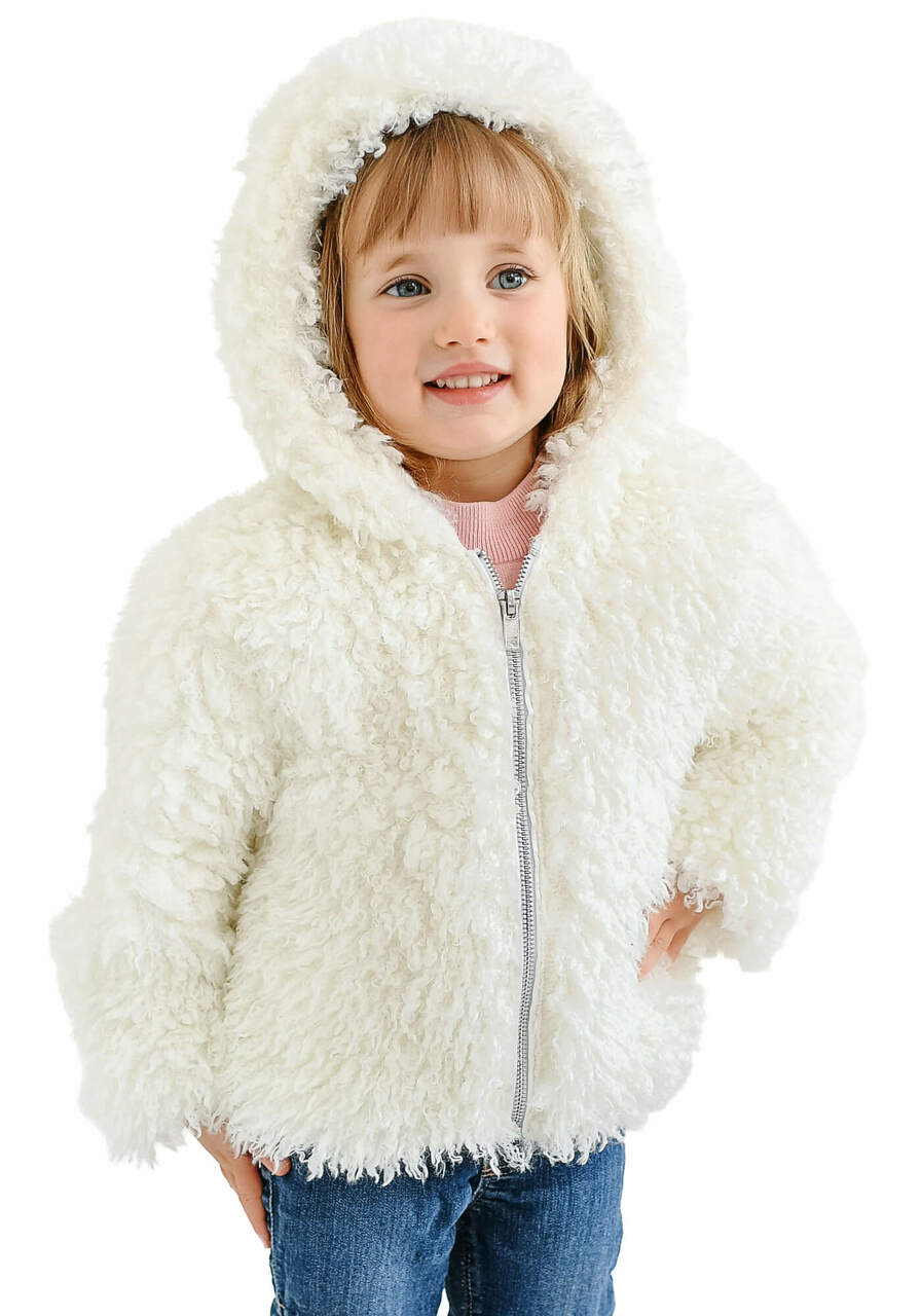 Kids Ivory Lamb Faux Fur Parka Kids Ivory Lamb Faux Fur Parka