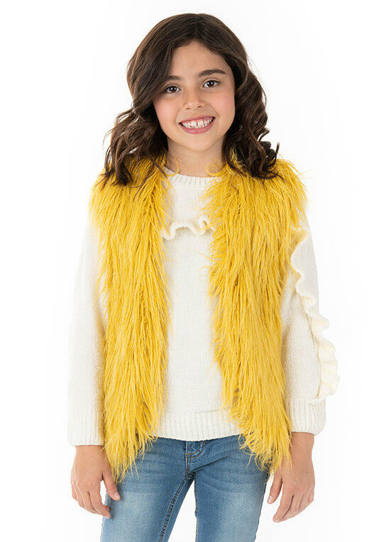 Kids Citron Tibetan Lamb Faux Fur Vest