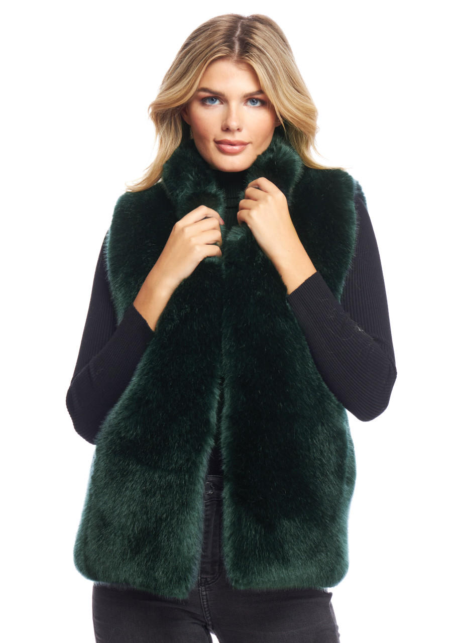 Emerald Mink Faux Fur Couture Hook Vest