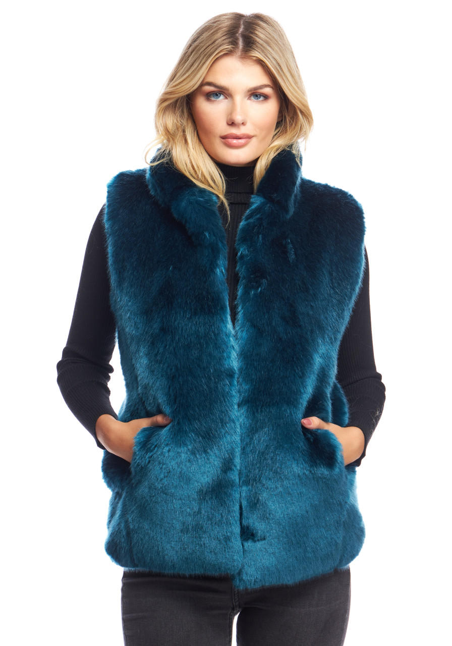 Sapphire Mink Faux Fur Couture Hook Vest