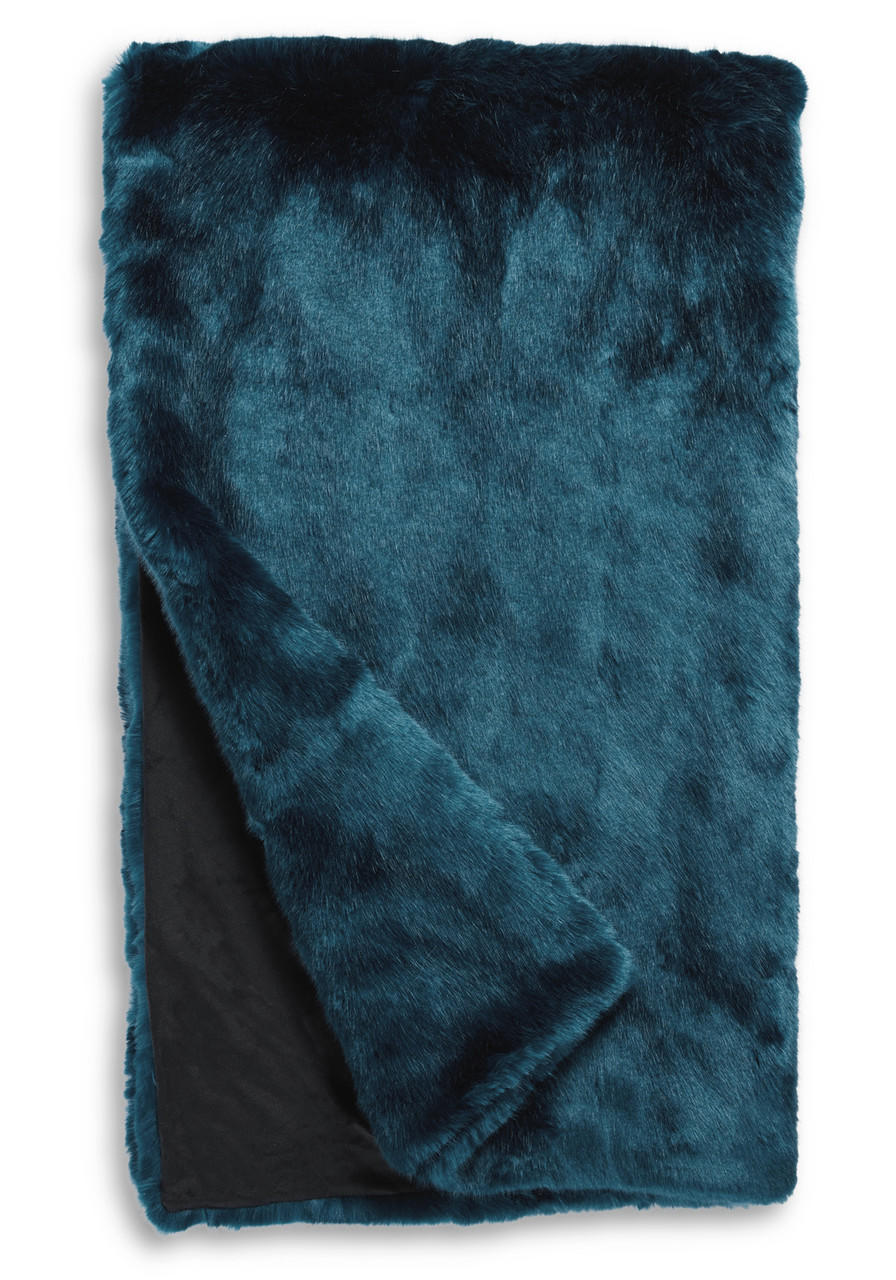 Couture Collection Sapphire Mink Faux Fur Throws