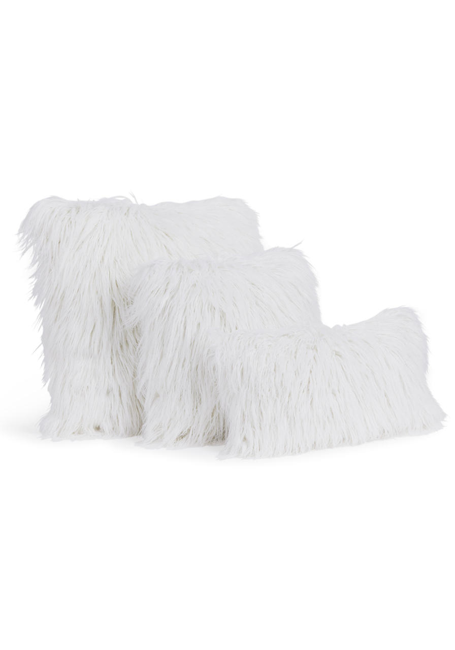 Fabulous-Furs Signature Series White Tibetan Lamb Faux Fur Pillows