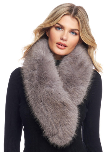 Grey Fox Faux Fur Chateau Clip Scarf - Fabulous Furs Wholesale