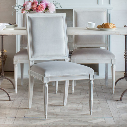 Louis French dining chair in antiqued finish and velvet