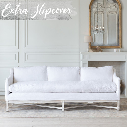 Eloquence® Extra Slipcover in Whispy White Linen for Scandinavian Sofa