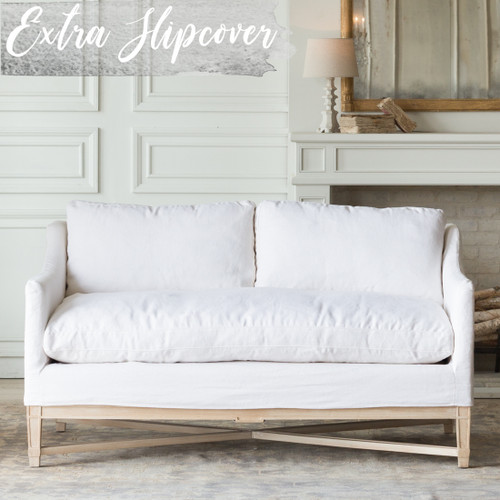 Eloquence® Extra Slipcover in Whispy White Linen for Scandinavian Loveseat 