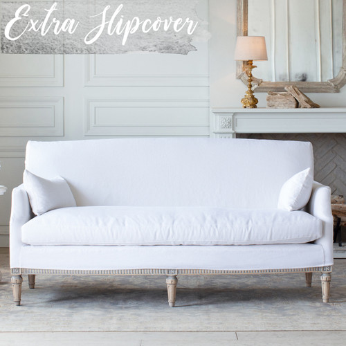 Eloquence® Extra Slipcover in Whispy White Linen for Louis Cannes Loveseat 