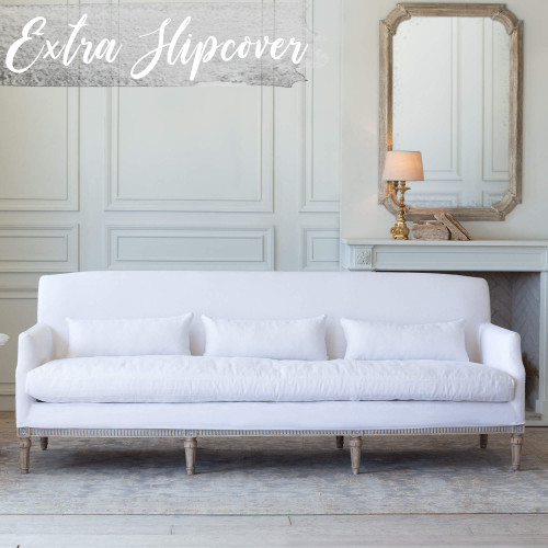 Eloquence® Extra Slipcover in Whispy White Linen for Louis Cannes Sofa