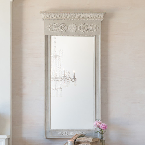 Eloquence® Yasmin Mirror in Gustavian Grey with Grain Sack Highlight Finish