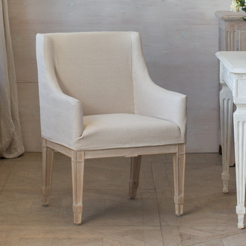 Eloquence® Scandinavian Dining Chair in Harvest Linen Slipcover and Worn Oak Finish