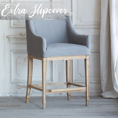 Eloquence® Extra Slipcover in Slate Grey Linen for Scandinavian Counter Chair