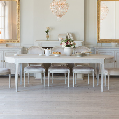 Eloquence® Saskia Swedish Dining Table in Gustavian Grey with Pine Blanc Finish