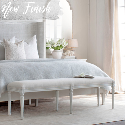 Eloquence® King Boudoir Bench in Sand Dune Linen and Sea Glass Finish