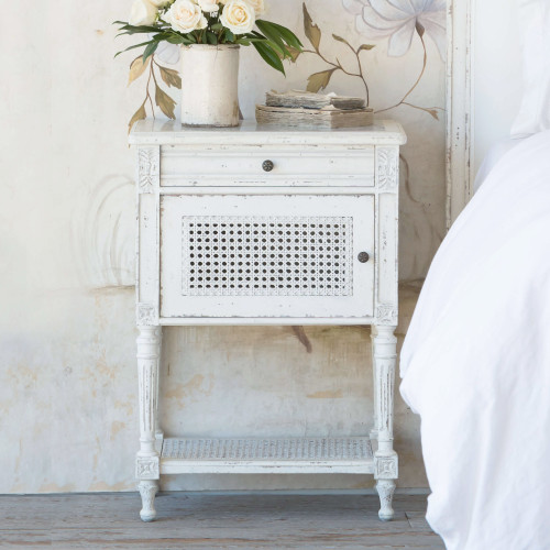 Eloquence® Giverny Nightstand in Weathered White Finish