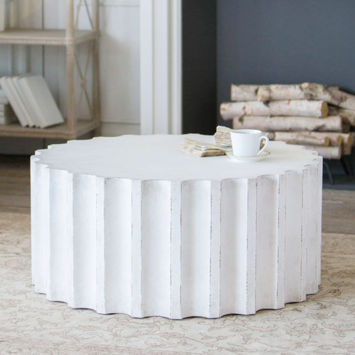 Eloquence® Grande Column Coffee Table in Plaster White Finish 