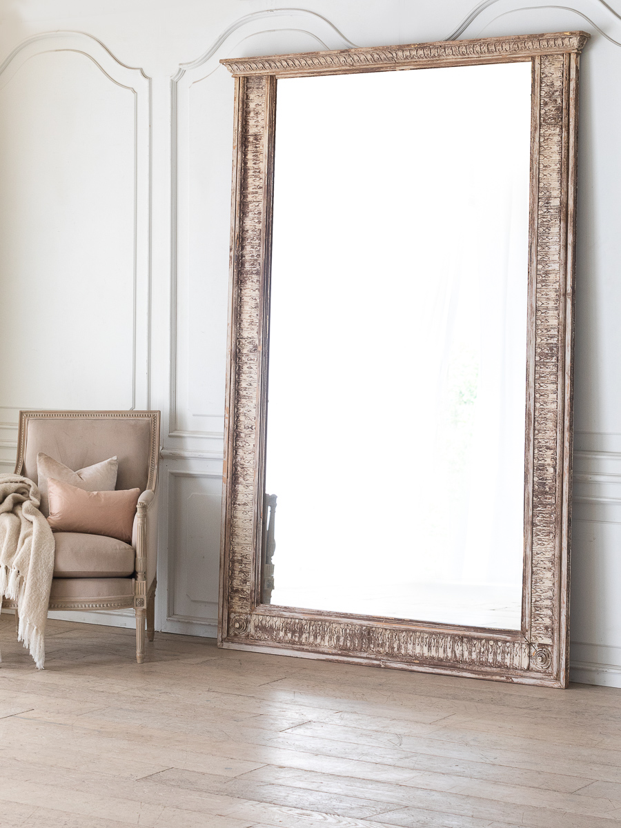 oversized wooden floor mirror