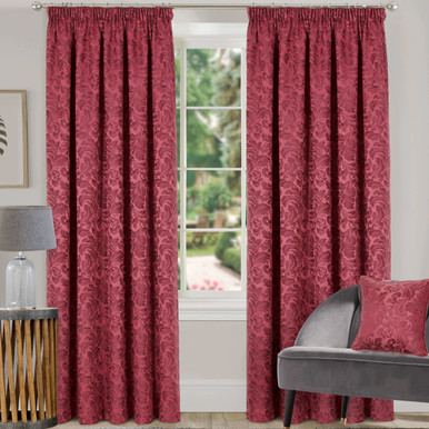 Clever velvet lined pencil pleat single door curtain in wine