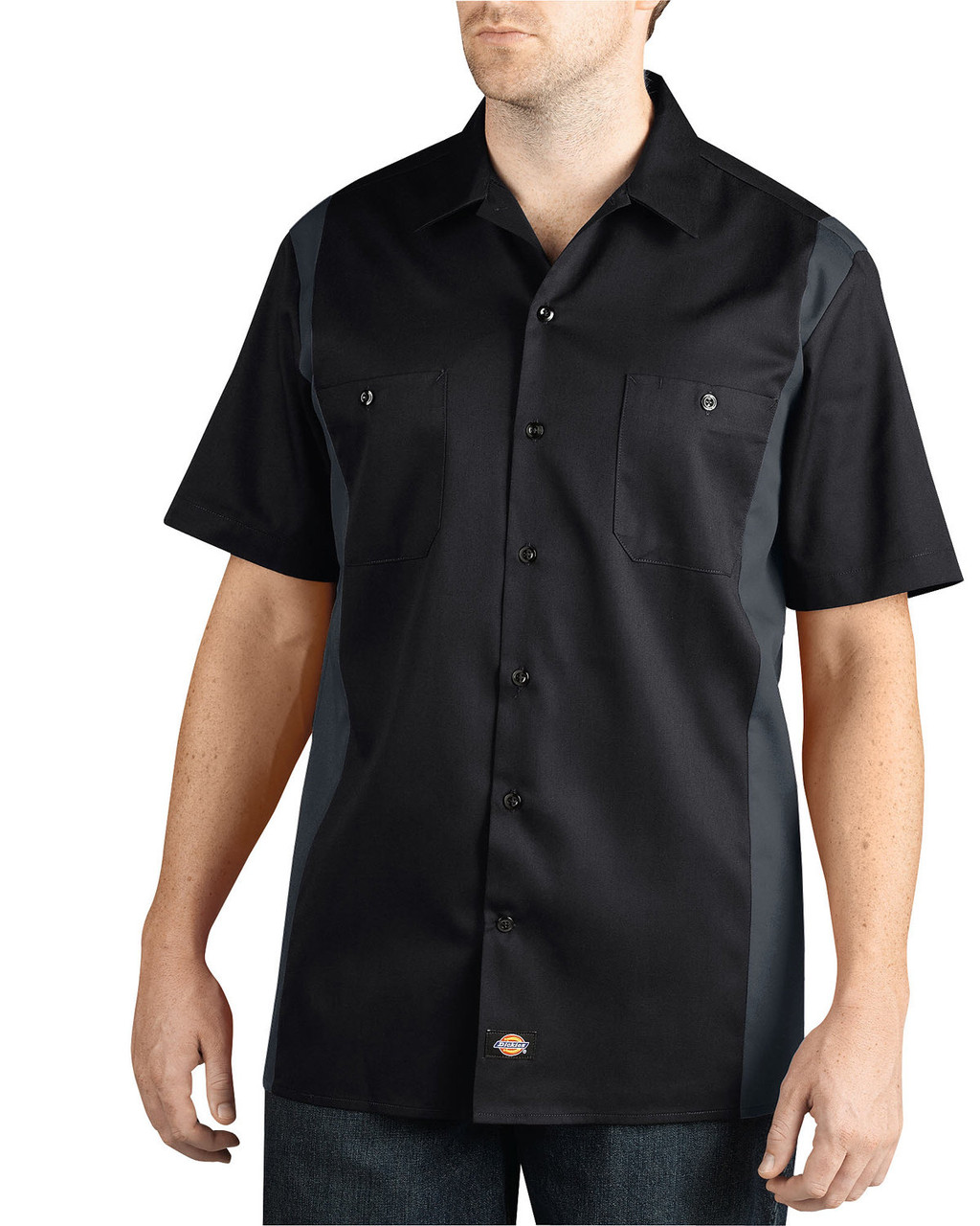 Two-Tone Short-Sleeve Work Shirt 