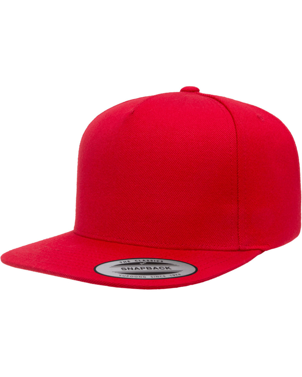 Yupoong Black/Red 6-Panel Structured Flat Visor Classic Snapback