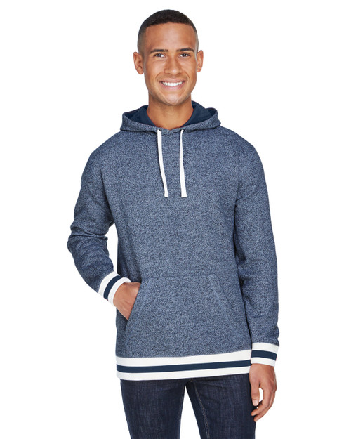 J America JA8701 - Adult Peppered Fleece Lapover Hooded Sweatshirt