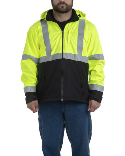 Berne HVJS206 - Men's Hi-Vis Class 3 Hooded Softshell Jacket