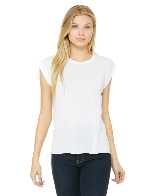 Bella + Canvas 8804 - Ladies' Flowy Muscle T-Shirt with Rolled Cuff