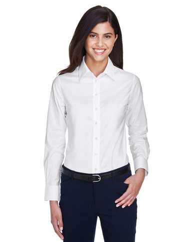Harriton M600W - Ladies' Long-Sleeve Oxford with Stain-Release - Total ...