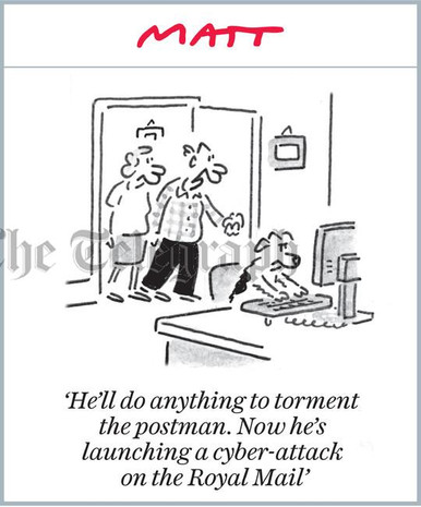 39641467-Matt Cartoon ‘He’ll do anything to torment the postman. Now he