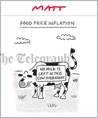 39701329-Matt Cartoon Food Price Inflation No milk is left in this cow ...