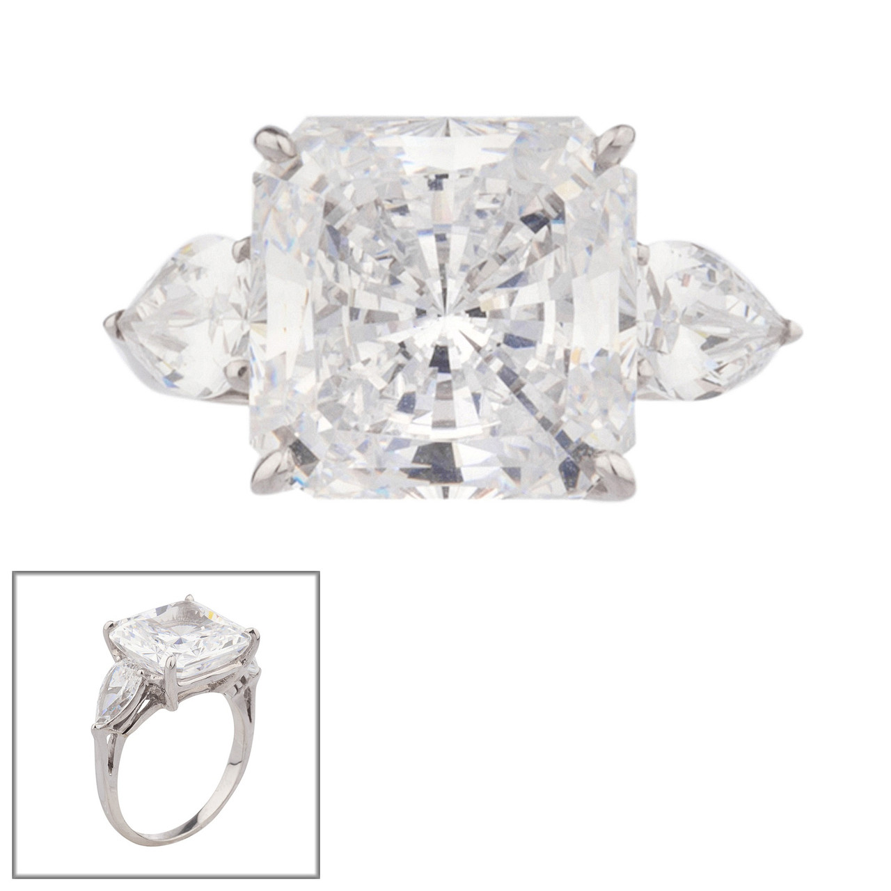 Princess Cut Center with Pear Side Stones Fantasia by DeSerio