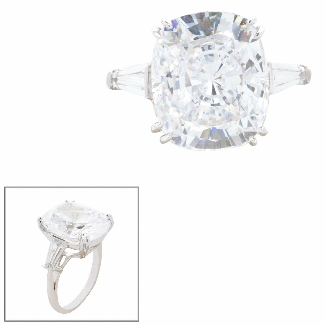 Cushion cut with side on sale baguettes