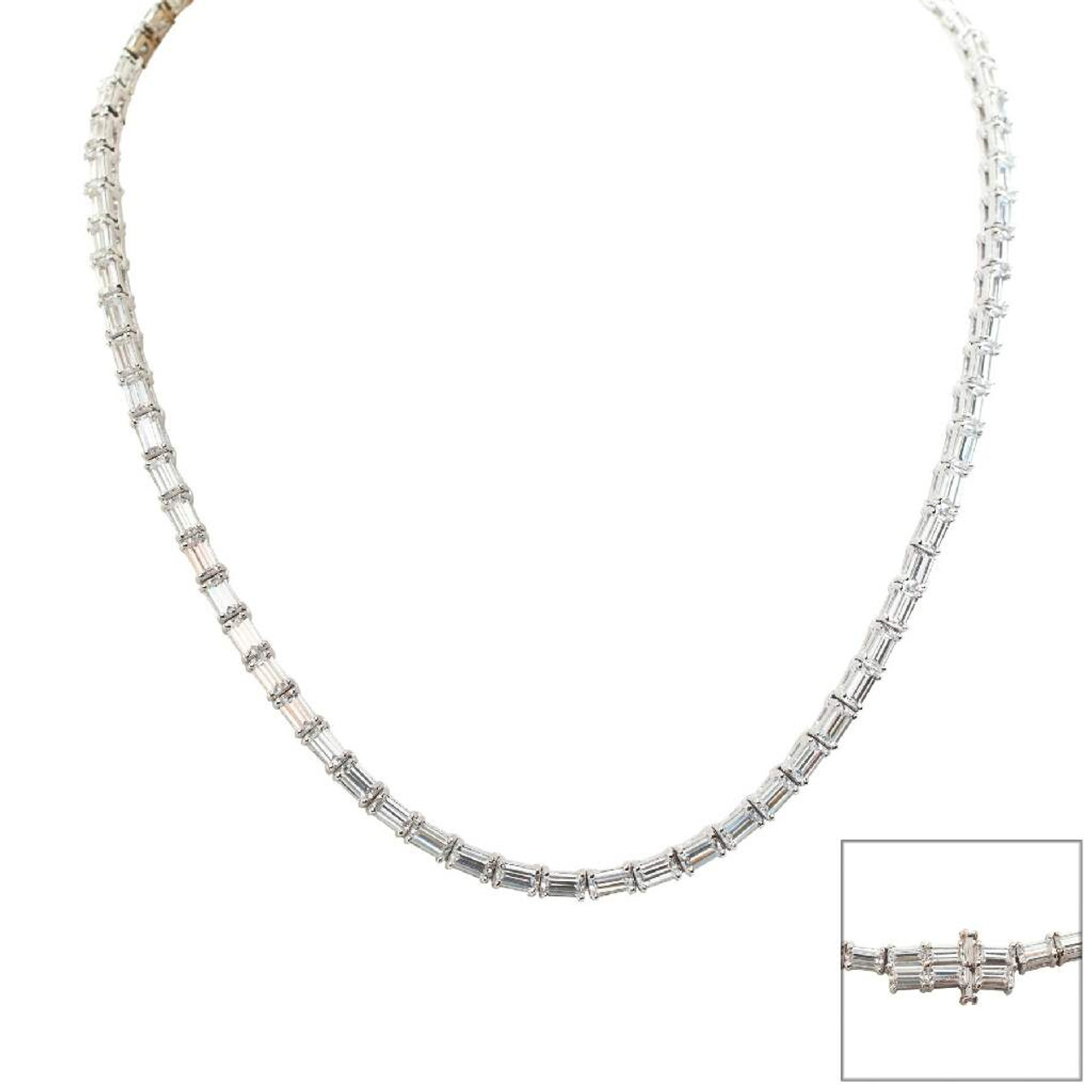 18K White Gold Classic Diamond Mini Baguette Tennis Necklace - Kennedy