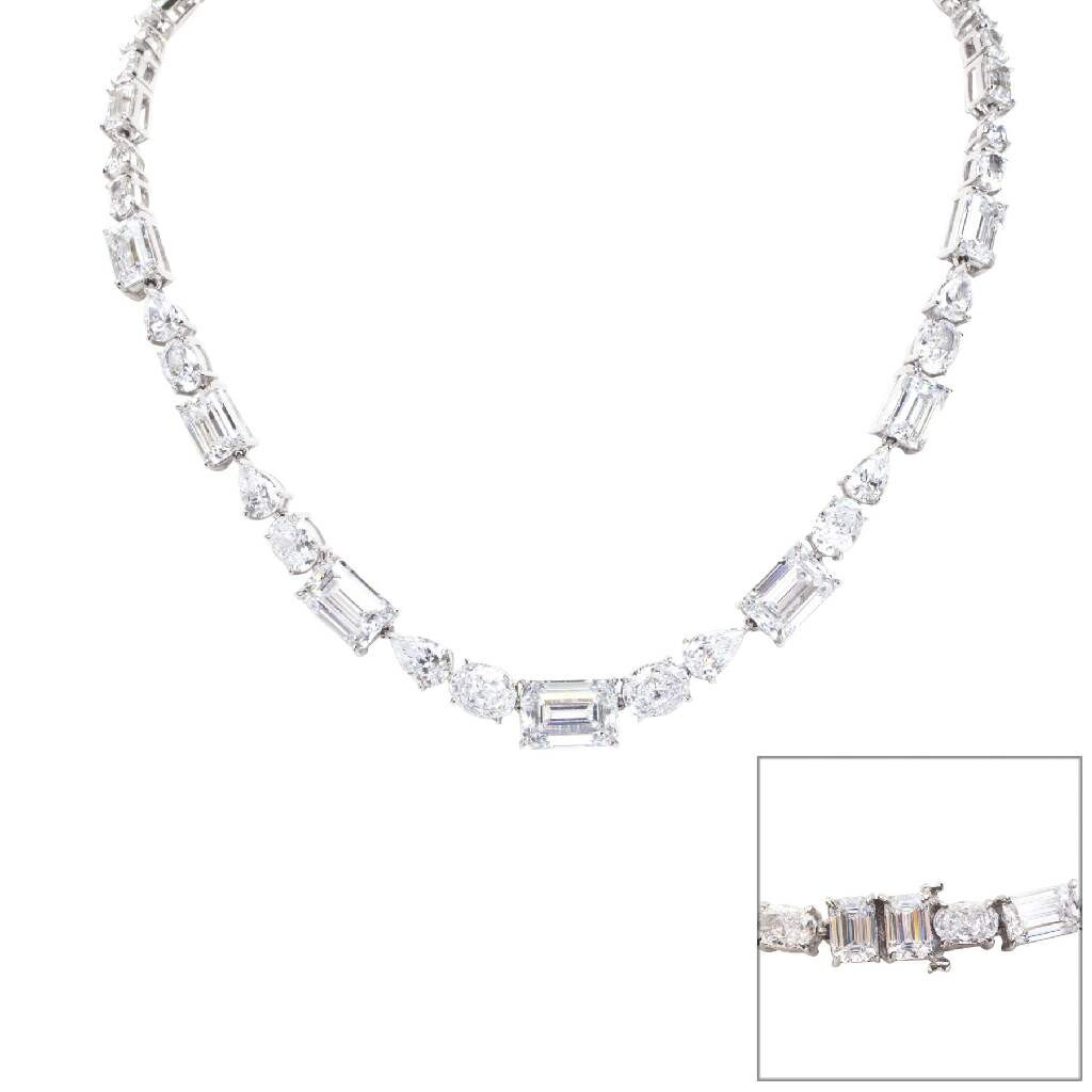 MULTI-SHAPED STONE NECKLACE - N159/CZ - Fantasia by DeSerio