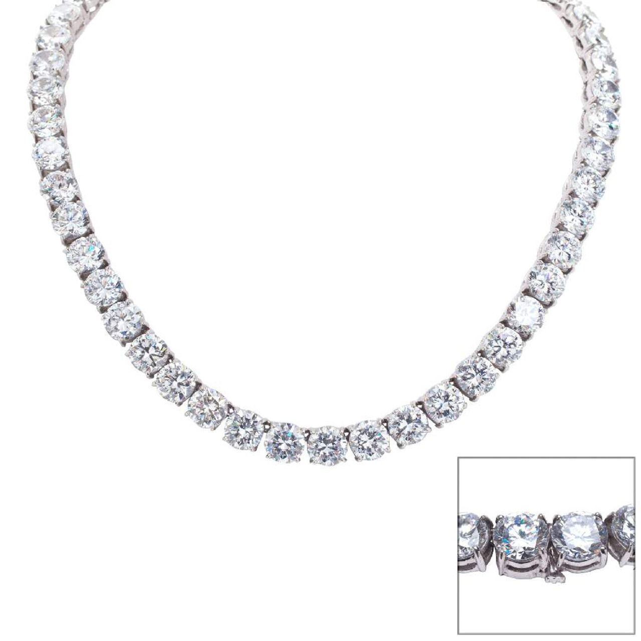 TENNIS NECKLACE 2CT EACH STONE 104 TCW - N8MM/CZ