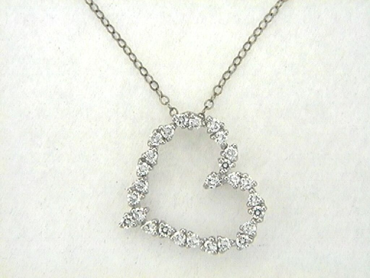 Sterling Silver Sparkly Sideways Heart Love Pendant Chain Necklace 18”  Valentine | eBay