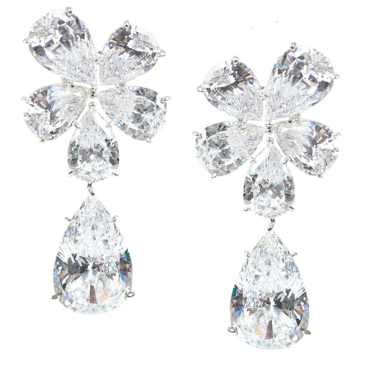 Large Flower Cluster with Pear Drop Earrings (38 TCW