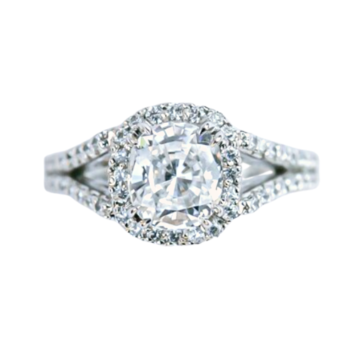 Cushion Cut With Pave Split Shank Ring TCW) Fantasia by