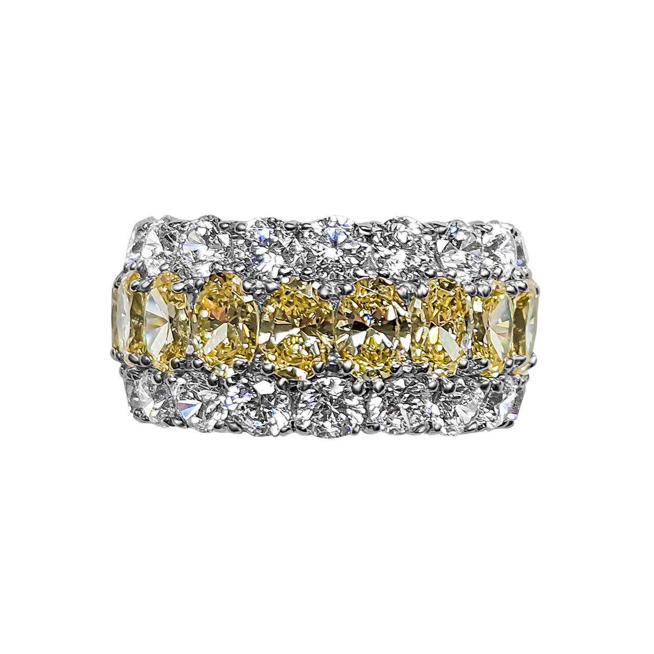 Three Row Canary Yellow Oval Round Eternity Band Fantasia by
