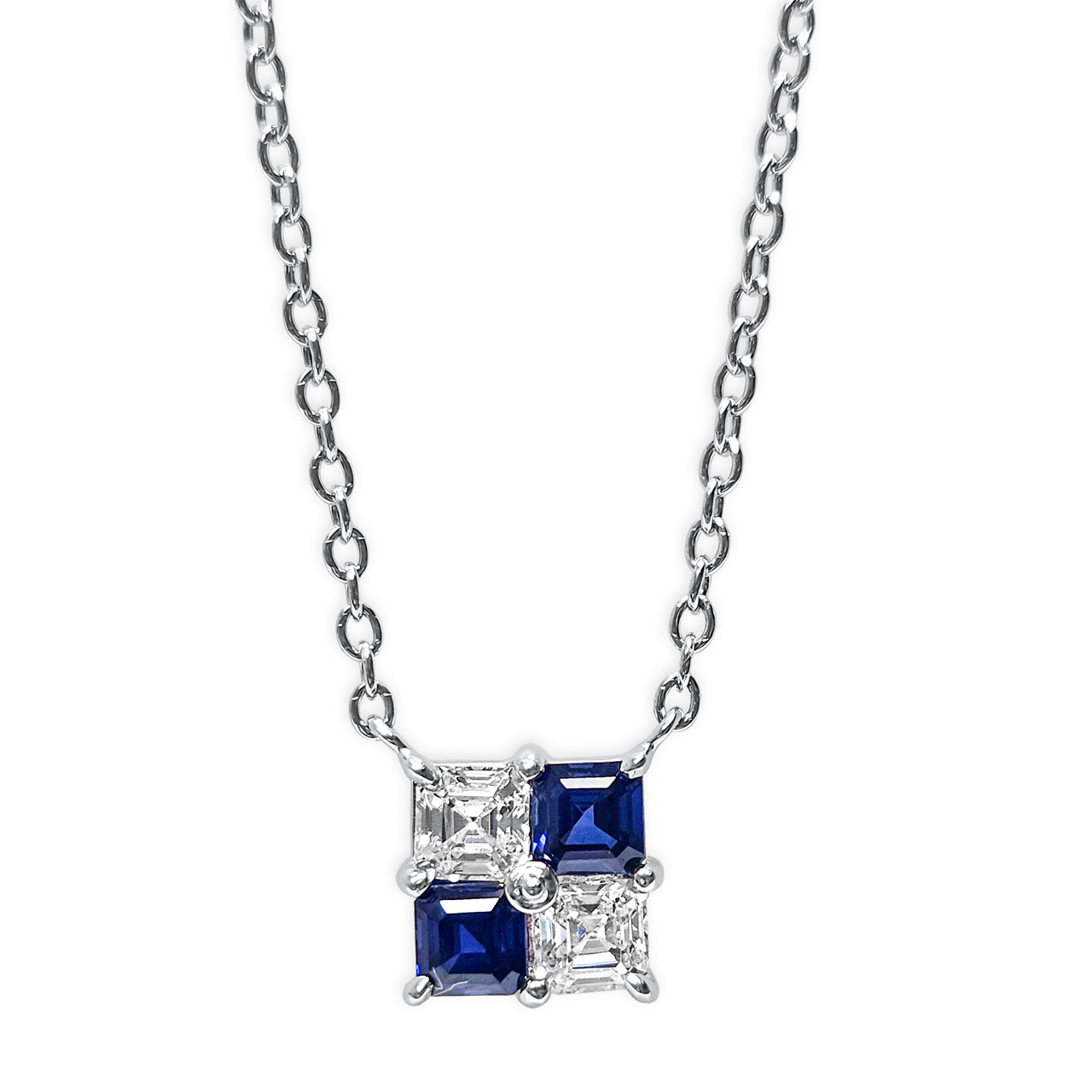 4 STONE PRINCESS CUT SAPPHIRE PENDANT - Fantasia by DeSerio