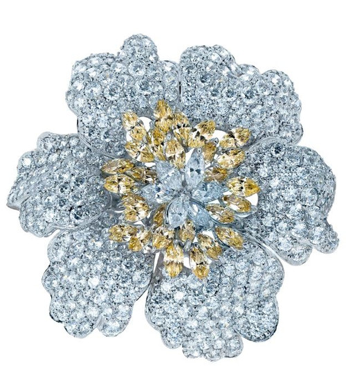 BROOCH LG PAVE FLOWER COL CTR