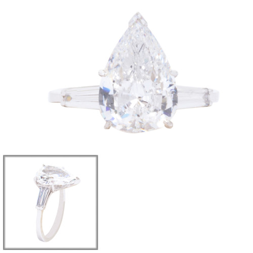3ct Pear-Shape Center with .4ct Tapered Baguette Cut stones on the sides. Center Stone Size: 12x8mm 17150-5-CZ-14K 3ct Pear-Shape Center with .4ct Tapered Baguette Cut stones on the sides. Center Stone Size: 12x8mm 17150-5-CZ-14K