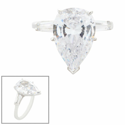 5CT PEARSHAPE WITH TAPERED BAGUETTES 17157-9-CZ-14K