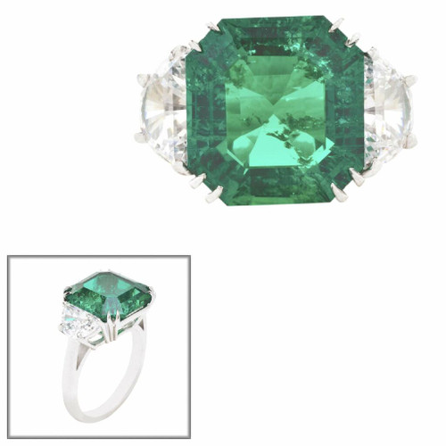 SOLD]Asscher cut emerald ring in 14k matte yellow gold bezel size 5.25 |  Loupe Troop