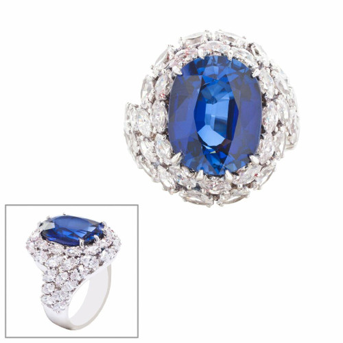 LARGE OVAL COCKTAIL RING F1078-SAP-CZ-14K