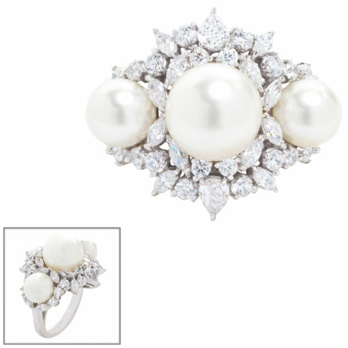 PEARL COCKTAIL RING F1178-PRL-CZ-14K