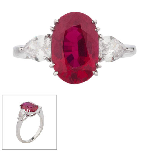 13 X 7 1/4 OVAL WITH PEARSHAPE SIDES F1225-RUBY-CZ-14K