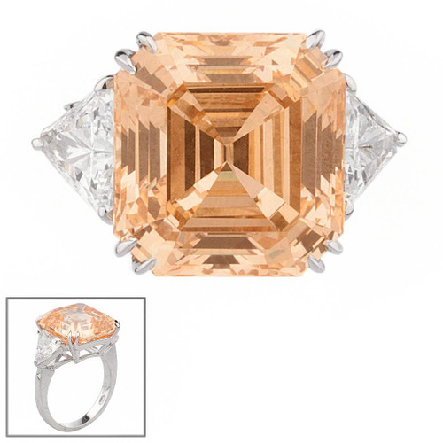 14 3/4 X 14 ASSCHER CUT WITH TRILLIONS F1238-COF-CZ-14K